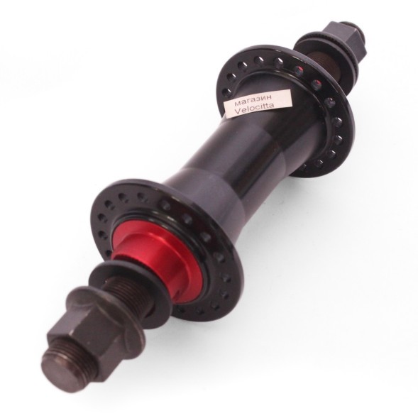 Втулка велосипедная Wang Zheng WZ-A275FB-36 black, передняя, BMX, алюминиевая, под U-br, на гайках, 36 отверстий, ось 14х100x170 мм, промподшипники, торг. уп.