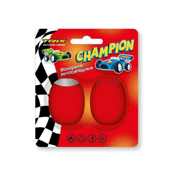 Фонари Trix Champion LTTX2672BCH, детские, комплект: передний/задний, 2 диода, 3 режима, силикон, Red