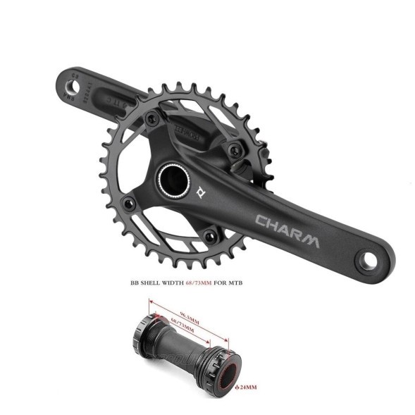 Комплект системы Prowheel Charm, 170 мм, Narrow Wide 36T, алюминиевые шатуны, с интегрир. полым валом под Hollowtech 2, 104 BSD, с кареткой Prowheel PW-BB73 68/73 мм