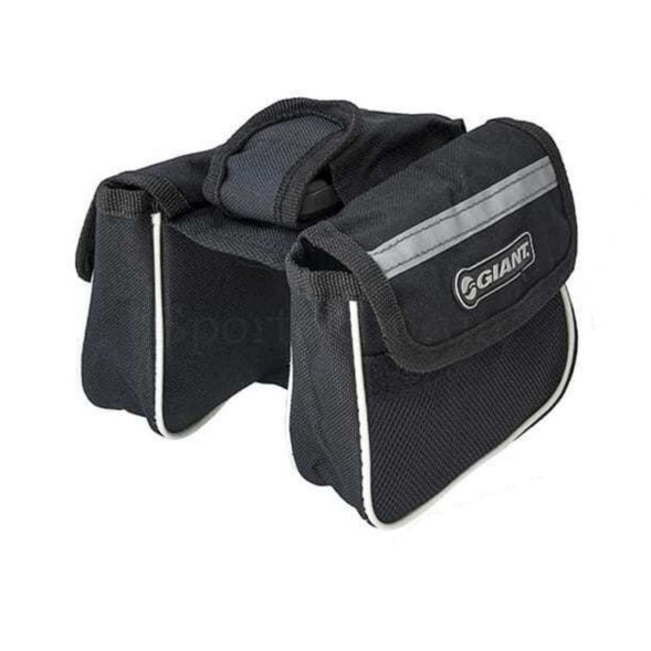 Велосумка Giant, на раму, двойная, с карманом для телефона, на липучке, светоотражающая полоса, Black