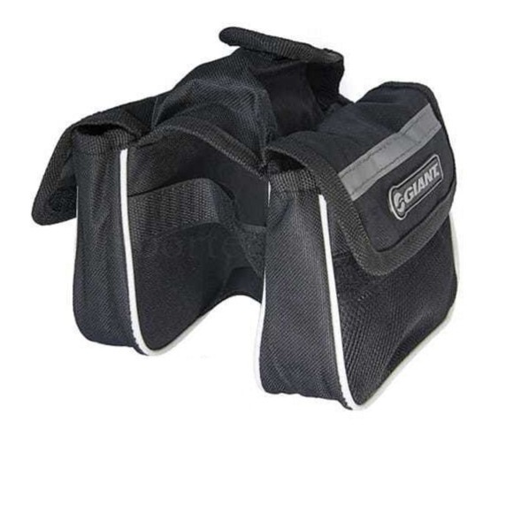 Велосумка Giant, на раму, двойная, с карманом для телефона, на липучке, светоотражающая полоса, Black