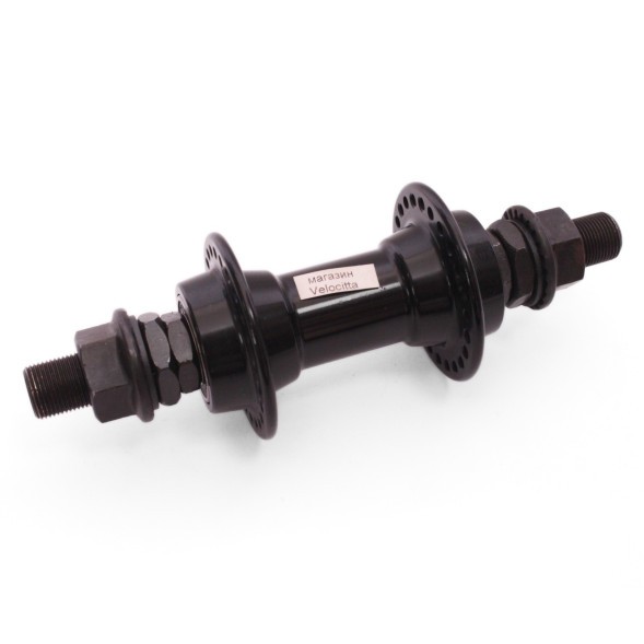 Втулка передняя Wang Zheng WZ-A275FB black, для BMX, ALU, под U-br, на гайках, 48 отверстий, ось 14х100x170 мм, с промподшипниками, box