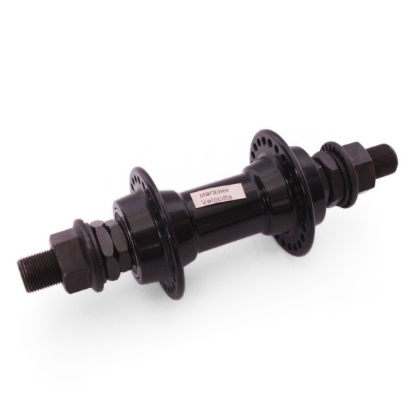 Втулка передняя Wang Zheng WZ-A275FB black, для BMX, ALU, под U-br, на гайках, 48 отверстий, ось 14х100x170 мм, с промподшипниками, box