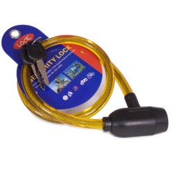 Замок противоугонный Lock ZX1213-12800YE, трос стальной, 12х800 мм, с ключами, в пластиковой оболочке, yellow