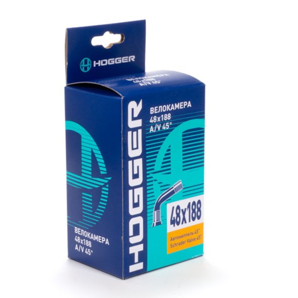 Камера Hogger TBHG 48x188 AV 45°, с кривым соском, Schrader Valve, картон. упак.