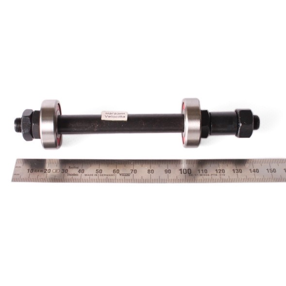 Ось велосипедная Shunfeng, задняя, 3/8&amp;quot;x145 мм, сталь, под эксцентрик с промподшипниками (красный 6200)