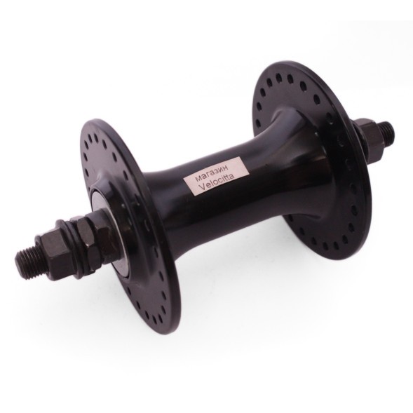 Втулка передняя Wang Zheng WZ-A207F black, BMX, ось 3/8&amp;quot;х100x140 мм, под U-br, на гайках, 48 отверстий, алюминиевая, торг. уп.