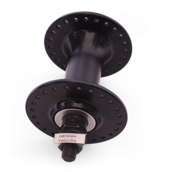 Втулка передняя Wang Zheng WZ-A207F black, BMX, ось 3/8&amp;quot;х100x140 мм, под U-br, на гайках, 48 отверстий, алюминиевая, торг. уп.