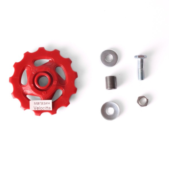 Ролик заднего переключателя Kenli KL-4012C, 13T, пластик, 8/9 скоростей, красный