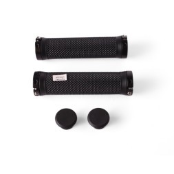 Ручки на руль для велосипеда H-G 119, длина 120 мм, защита от проскальзывания, с заглушками, алюм. кольца, черный