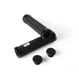 Ручки на руль для велосипеда H-G 119, длина 120 мм, защита от проскальзывания, с заглушками, алюм. кольца, черный