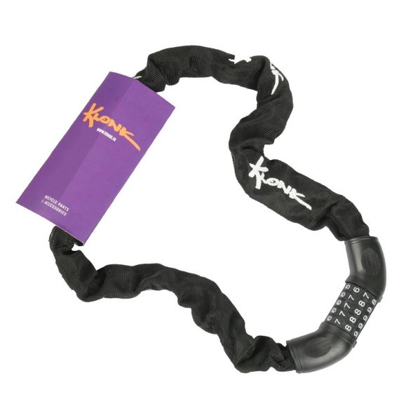 Замок велосипедный Klonk 10371 цепь 6x900 мм, кодовый, тканевая оплетка, черный