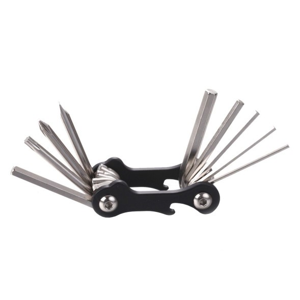 Мультитул велосипедный GD17-615, складной 9 предметов, шестигранники 6 шт., 2 отвертки, головка, Torx, T25, открывалка, блистер