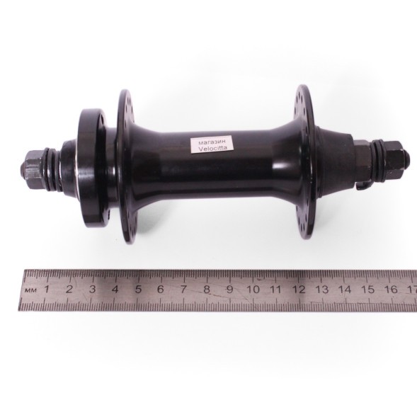 Втулка велосипедная Wang Zheng WZ-A213F black 135, передняя, FAT BIKE, ось 3/8&amp;quot;х135x170 мм, алюминиевая, под диск 6 болтов, с гайками, 36 отверстий, б/уп.