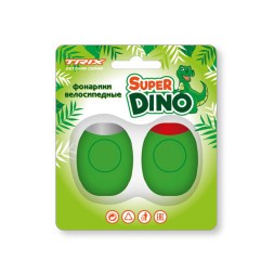 Фонари Trix Super Dino LTTX2672BSD, детские, комплект - передний/задний, 2 диода, 3 режима, силикон, Green