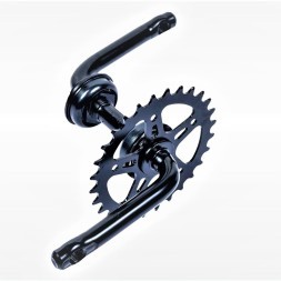 Комплект шатунов (система) для детского велосипеда 12"-14", цельнолитая, резьбовая (шатуны, звезда, чашки, гайки, подшипники)