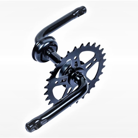 Комплект шатунов (система) для детского велосипеда 12&amp;quot;-14&amp;quot;, цельнолитая, резьбовая (шатуны, звезда, чашки, гайки, подшипники)