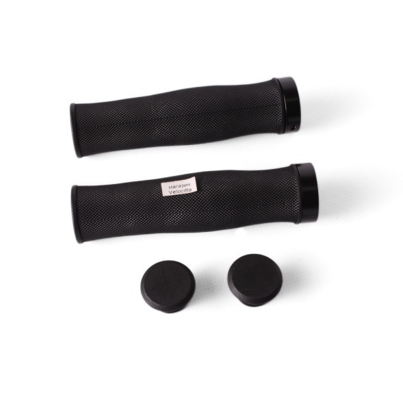 Грипсы велосипедные GD21-627, 120 мм, алюм. кольца, антискользящие, анатомические, черный