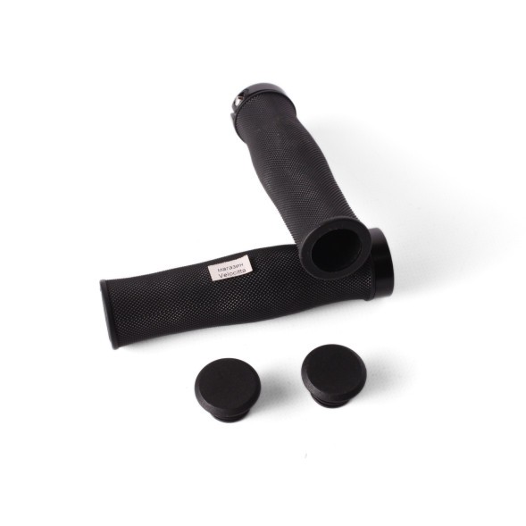 Грипсы велосипедные GD21-627, 120 мм, алюм. кольца, антискользящие, анатомические, черный