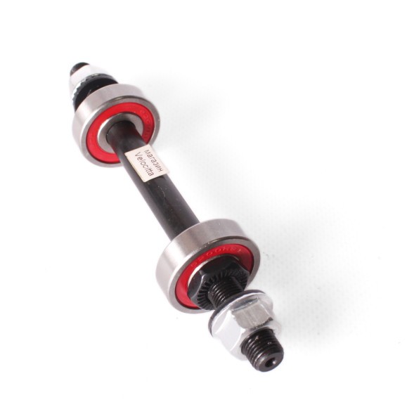 Ось велосипедная Shunfeng, передняя, 3/8&amp;quot;x145 мм, черная, с промподшипником (красный 6200)
