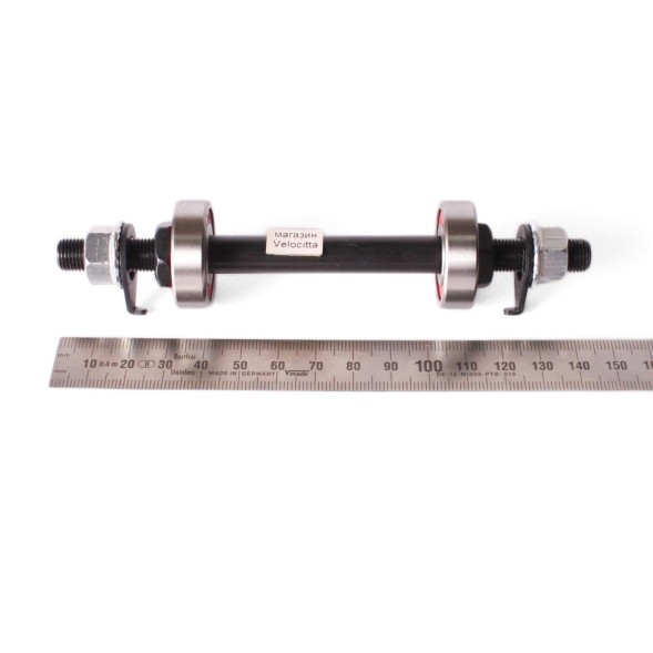 Ось велосипедная Shunfeng, передняя, 3/8&amp;quot;x145 мм, черная, с промподшипником (красный 6200)