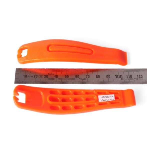 Монтажки пластиковые велосипедные GJ-023-3, широкие, комплект 2 шт, оранжевый