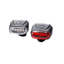 Велофонари Trix JY-267-5B, передний/задний, 12 COB диоды, 2 режима, руль/подседельный штырь, батарейки в комплекте, силикон, блистер