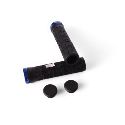 Ручки на руль для велосипеда HL-G, 120 мм, с зажимами, торцевой фиксатор, синий