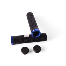 Ручки на руль для велосипеда HL-G, 120 мм, с зажимами, торцевой фиксатор, синий