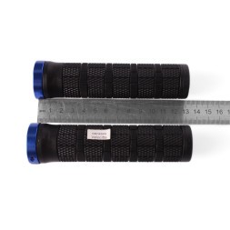 Ручки на руль для велосипеда HL-G, 120 мм, с зажимами, торцевой фиксатор, синий