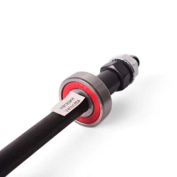 Ось втулки велосипедная Shunfeng, 3/8&amp;quot;x175 мм, задняя, черная, с промподшипником (красный 6200)