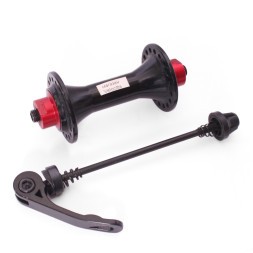 Втулка передняя Wang Zheng WZ-A285FBQ black, ROAD, алюминиевая, под V-брейк, на эксцентрике, 36 отверстий, ось M9х100x108 мм, промподшипник, красно-черная