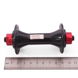 Втулка передняя Wang Zheng WZ-A285FBQ black, ROAD, алюминиевая, под V-брейк, на эксцентрике, 36 отверстий, ось M9х100x108 мм, промподшипник, красно-черная