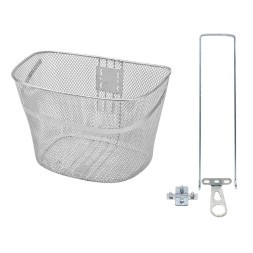 Корзина велосипедная 33х24х26 см, передняя, крепление &amp;quot;на усы&amp;quot;, с крепежом, серебристый