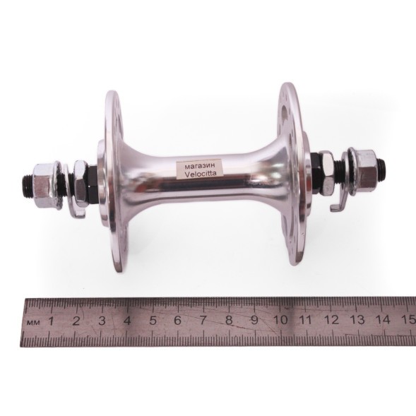 Втулка передняя Wang Zheng WZ-A263FB silver, TRACK FIX, ALU, под V-br, на гайках, 36 отверстий, ось 3/8&amp;quot;х100x140 мм, на промподшипнике, Box