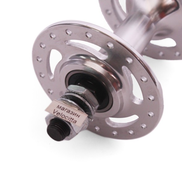 Втулка передняя Wang Zheng WZ-A263FB silver, TRACK FIX, ALU, под V-br, на гайках, 36 отверстий, ось 3/8&amp;quot;х100x140 мм, на промподшипнике, Box