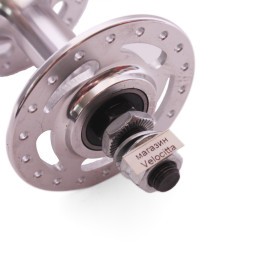 Втулка передняя Wang Zheng WZ-A263FB silver, TRACK FIX, ALU, под V-br, на гайках, 36 отверстий, ось 3/8&amp;quot;х100x140 мм, на промподшипнике, Box