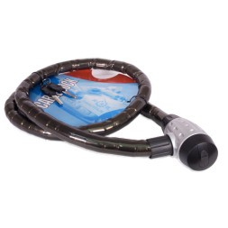 Замок противоугонный Lock ZX4130-22150BK, 22×1500 мм, трос стальной, с ключами,  в оболочке, блистер