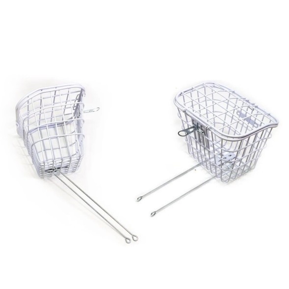 Корзина велосипедная CL-1024, 33х27х26 см, крепление &amp;quot;на усы&amp;quot;, усиленная, крупная ячейка, с крышкой, белый