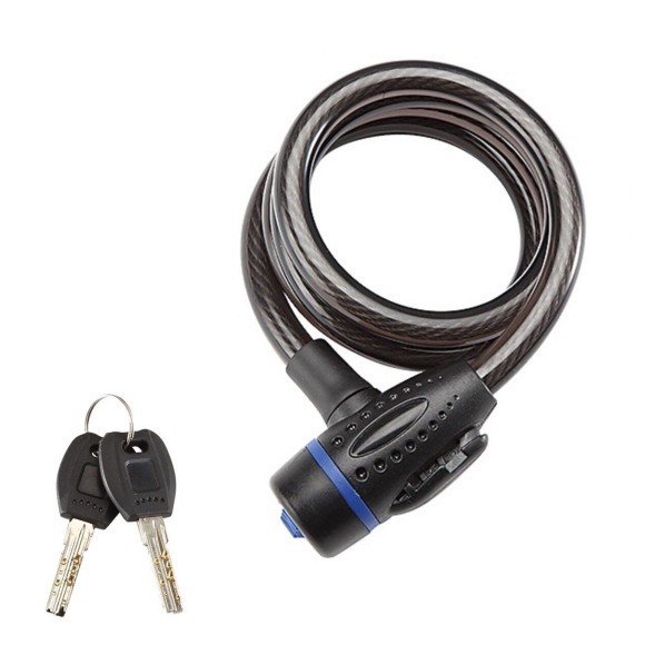 Замок велосипедный Rapido GK102.507, 12х1200 мм, тросовый, 2 ключа, черный, блистер