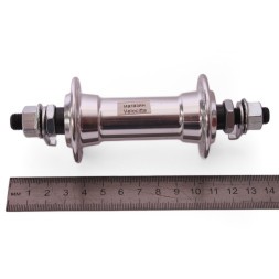 Велосипедная втулка Wang Zheng WZ-A201F silver, передняя, алюминиевая, под V-b, на гайках, 36 отверстий, ось 3/8"х100x140 мм, б/уп.