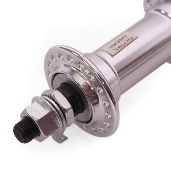 Велосипедная втулка Wang Zheng WZ-A201F silver, передняя, алюминиевая, под V-b, на гайках, 36 отверстий, ось 3/8&amp;quot;х100x140 мм, б/уп.