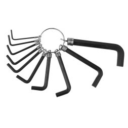 Ключи шестигранные Trix TL-TX-701-D-BK, на кольце, 1.5/2/2.5/3/4/5/6/8/10 мм, Black