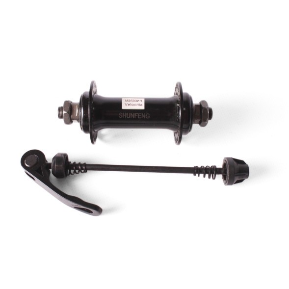 Втулка велосипедная Shunfeng, передняя, 108 мм, с эксцентриком, на гайках, черный