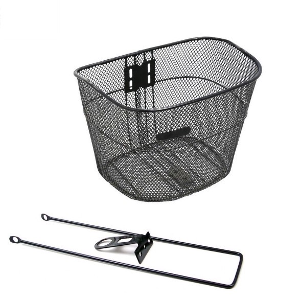 Велокорзина CL-1004, 36х28х29 см, крепление &amp;quot;на усы&amp;quot;, усиленная, с крепежом, Black