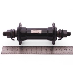 Втулка передняя Wang Zheng WZ-A201F black, алюминиевая, под V-брейк, на гайках, 36 отверстий, ось 3/8"х100x140 мм, б/уп.