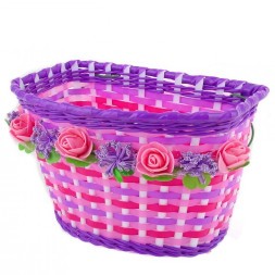 Корзинка для велосипеда Annuo 95PP, 12&amp;quot;-18&amp;quot;, детская, с цветами, сиреневый/розовый