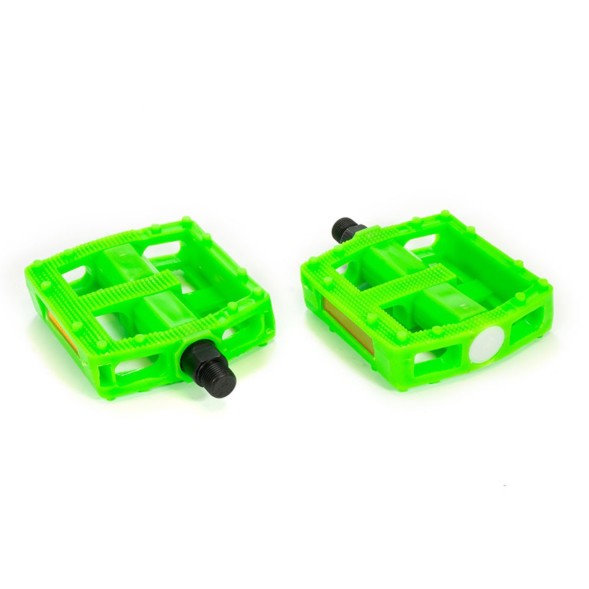 Педали велосипедные PD-855-9x16-GR, Platform, пластиковые, 115x95 мм, резьба 9/16&amp;quot;, с шипами, Green