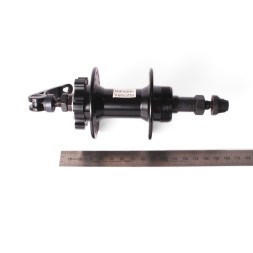 Втулка велосипедная ZP-1024R, задняя, алюм., под трещотку, под дисковый тормоз, с эксцентриком, 32H, ось 3/8"х135x145 мм