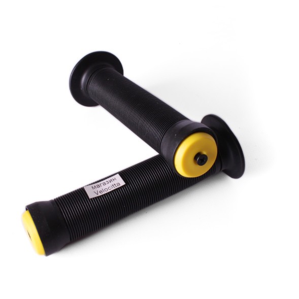 Грипсы для самоката Krf Rubber, 155 мм, черный/ желтый